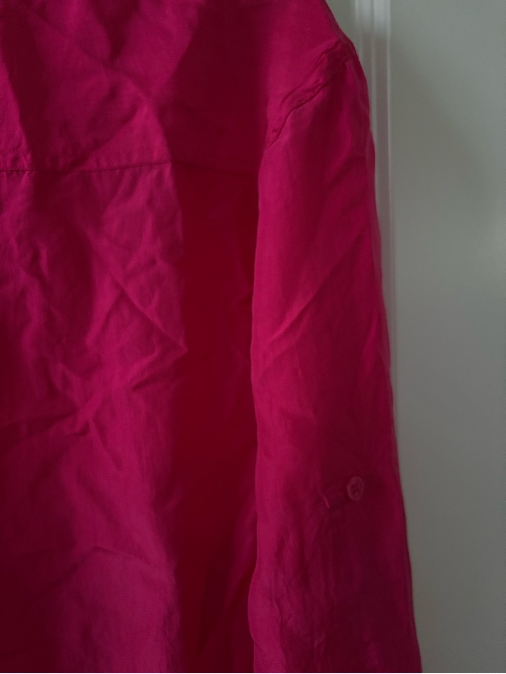 Silk Hot Pink Button-Up Shirt - Picture 5 of 7